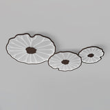 Modern Lotus Leaf Acrylic LED Ceiling Light Wood Grain Finish Flush Mount Lamp for Living Room