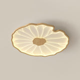 Modern Lotus Leaf Acrylic LED Ceiling Light Wood Grain Finish Flush Mount Lamp for Living Room
