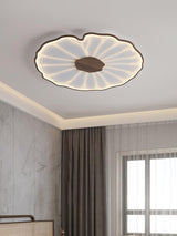 Modern Lotus Leaf Acrylic LED Ceiling Light Wood Grain Finish Flush Mount Lamp for Living Room