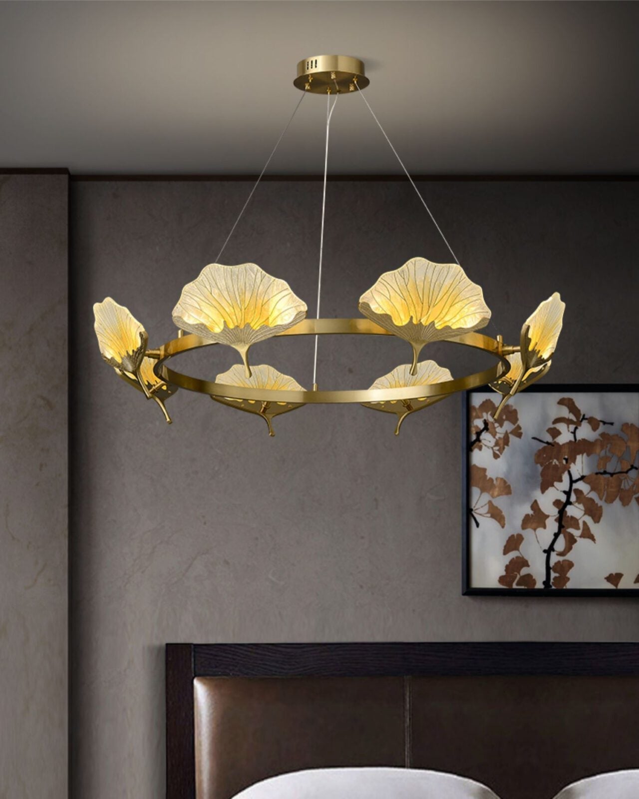 elegant-lotus-leaf-enamel-stained-glass-brass-chandelier-for-luxury-dining-and-living-spaces