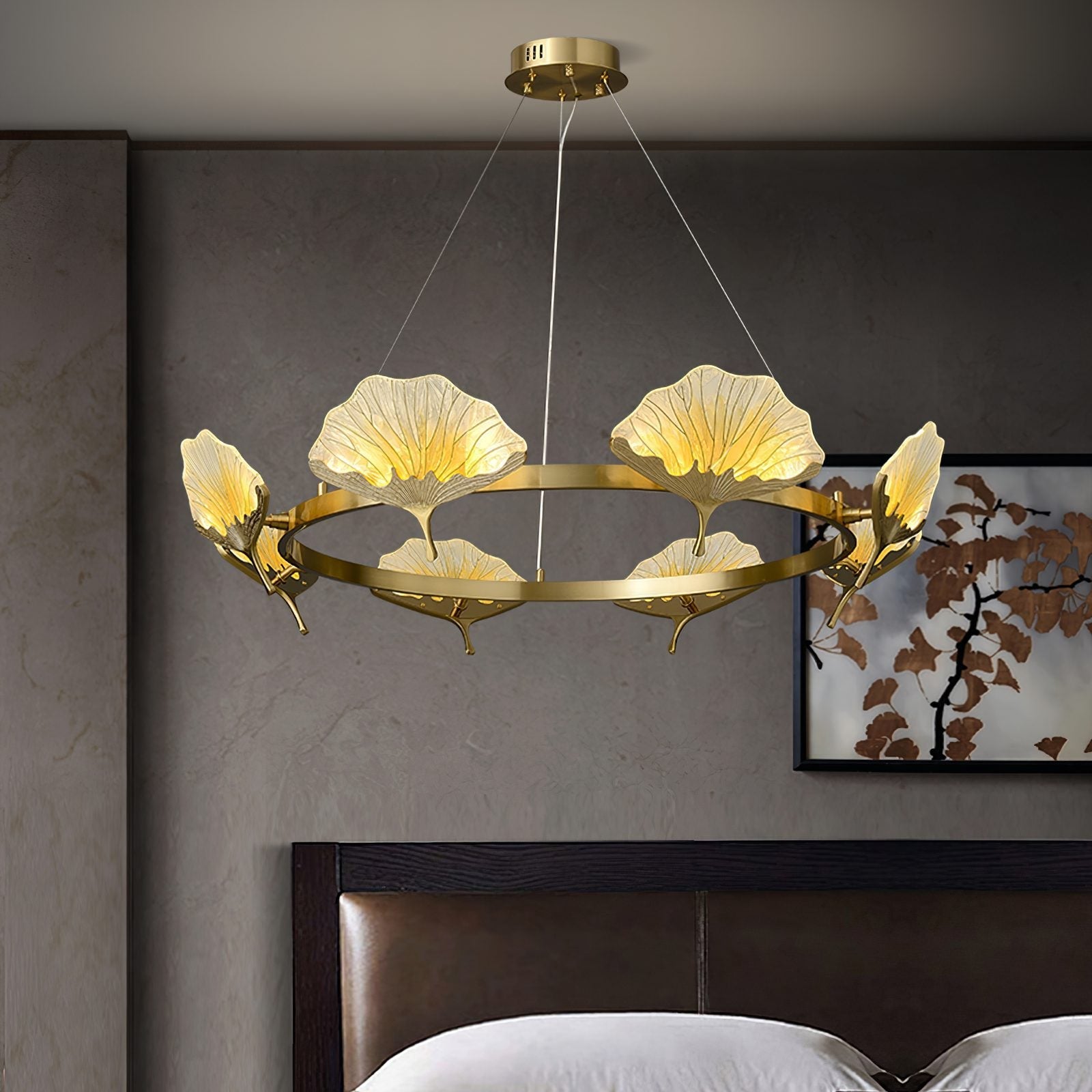 elegant-lotus-leaf-enamel-stained-glass-brass-chandelier-for-luxury-dining-and-living-spaces