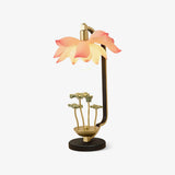 Elegant Lotus Bloom Floral Table Lamp with Resin and Ceramic Flowers