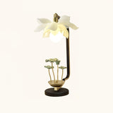 Elegant Lotus Bloom Floral Table Lamp with Resin and Ceramic Flowers