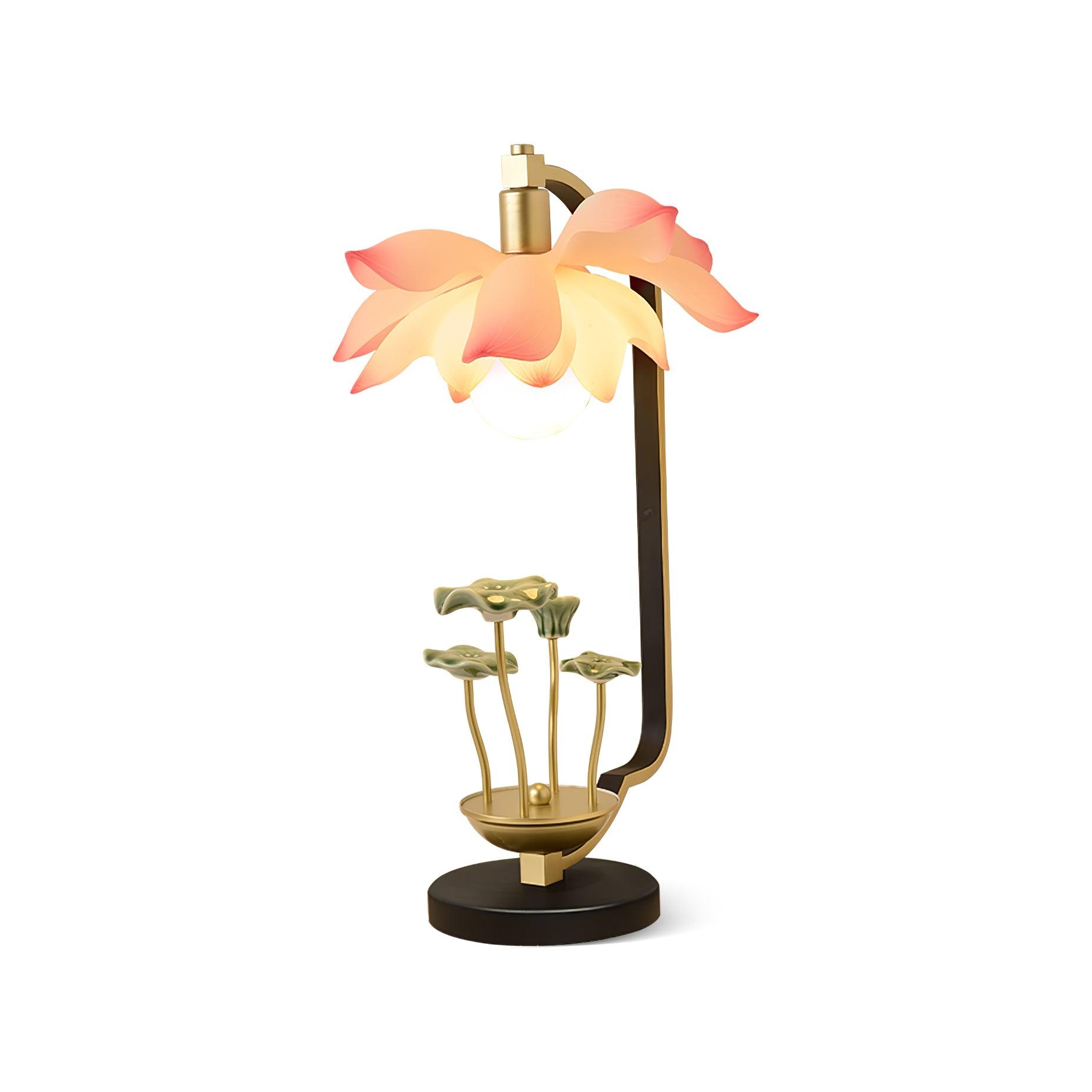 Elegant Lotus Bloom Floral Table Lamp with Resin and Ceramic Flowers