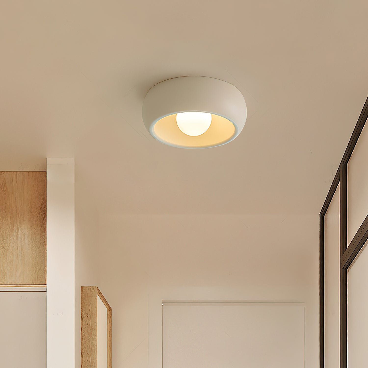 Modern Round Glass Flush Mount Ceiling Light Minimalist Louis Inspired Interior Lighting Fixture
