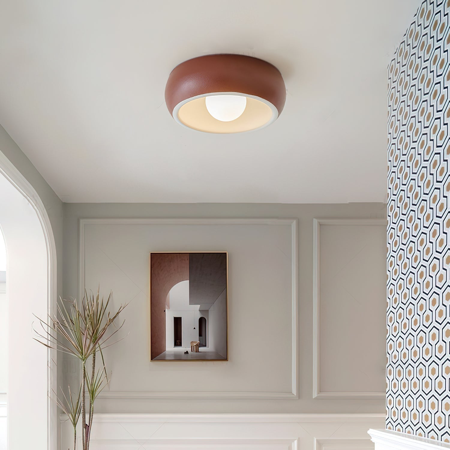 Modern Round Glass Flush Mount Ceiling Light Minimalist Louis Inspired Interior Lighting Fixture