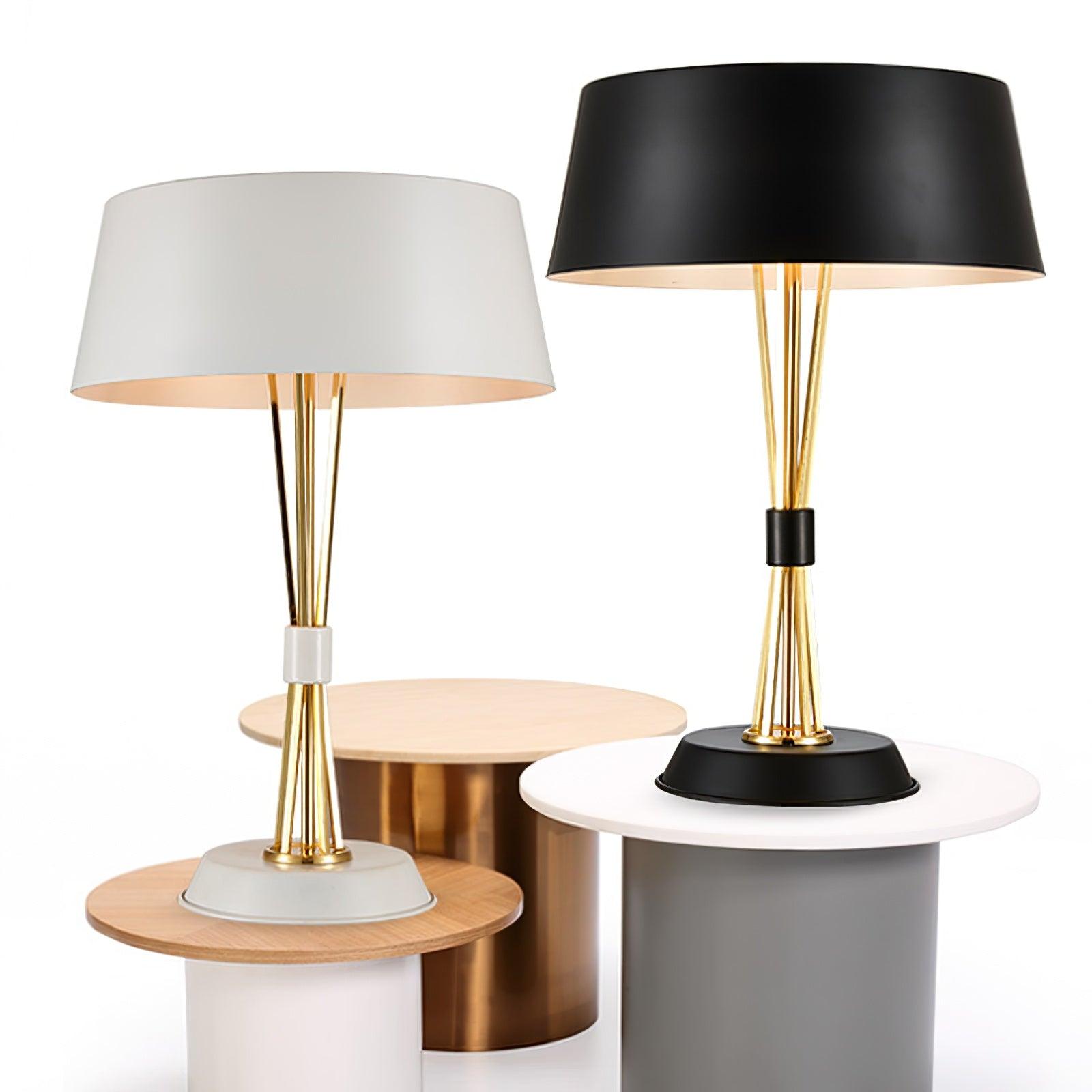 Modern Geometric Metal Task Lamp Lowrider Gold and Black Desk Lighting