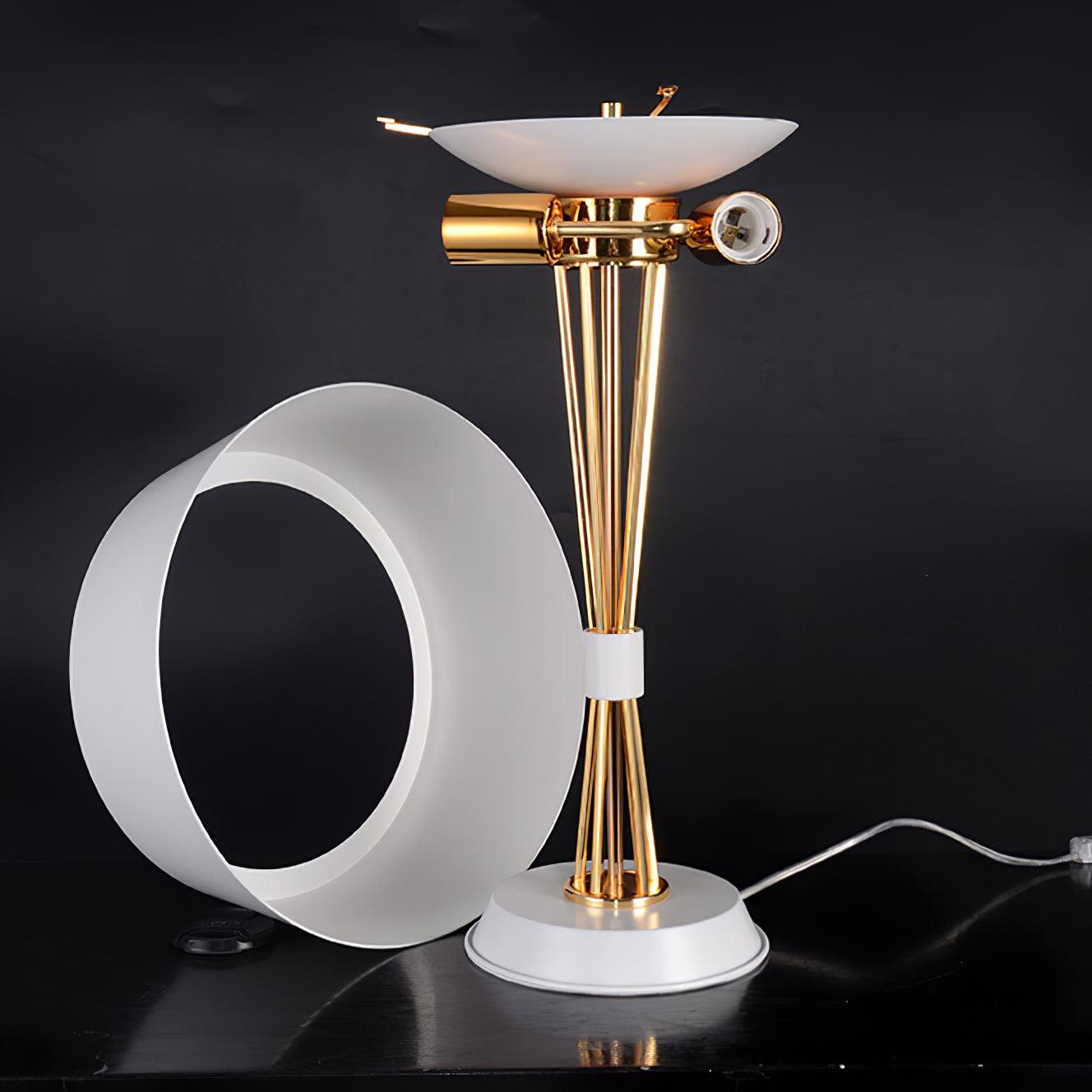 Modern Geometric Metal Task Lamp Lowrider Gold and Black Desk Lighting