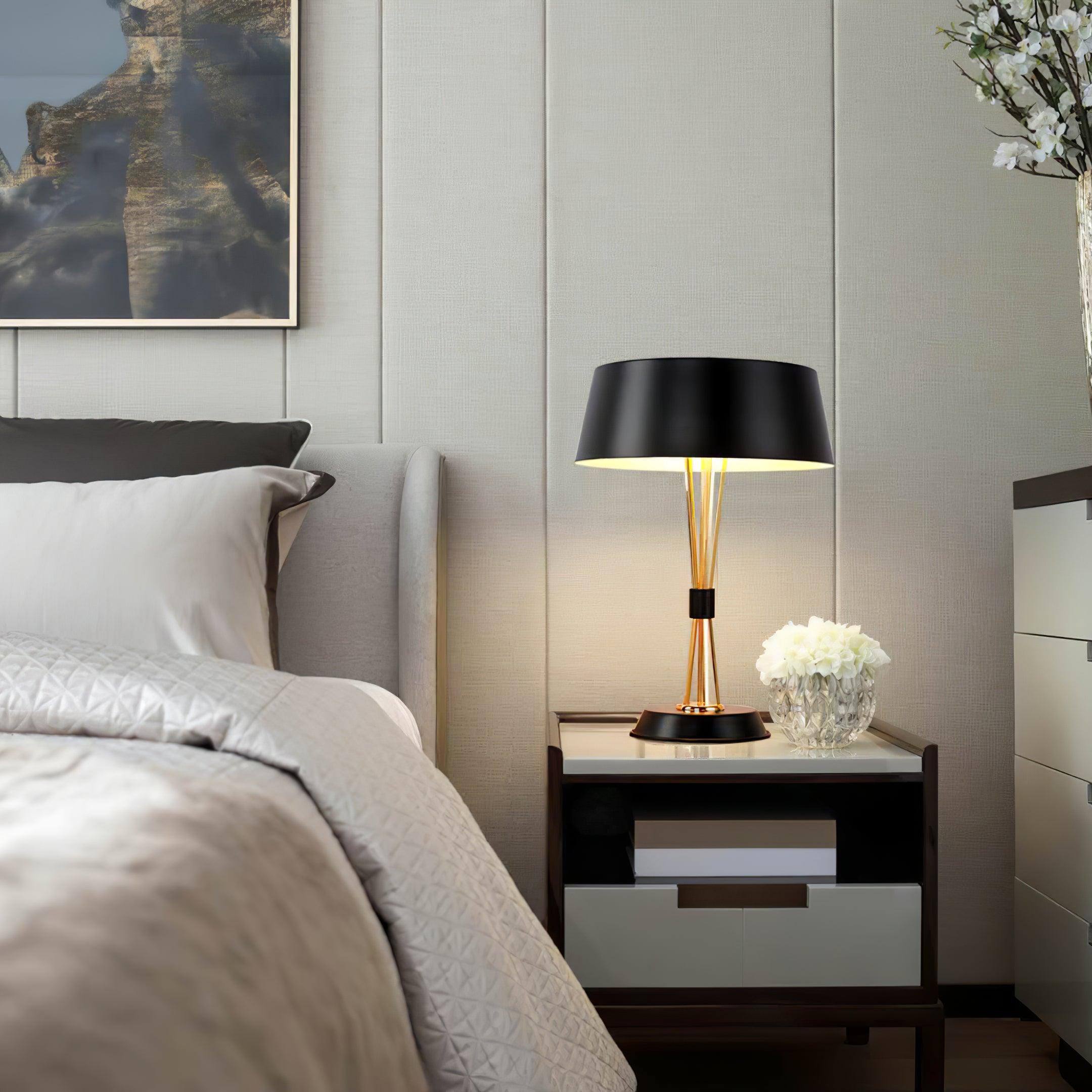 Modern Geometric Metal Task Lamp Lowrider Gold and Black Desk Lighting