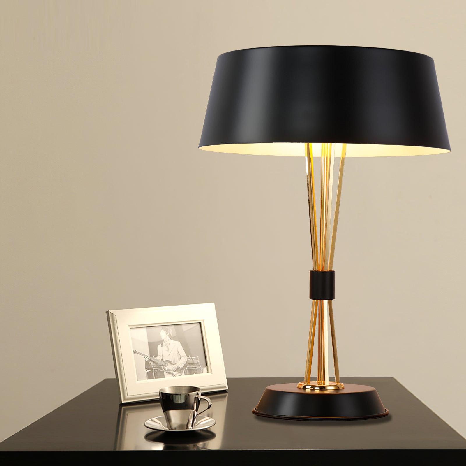 Modern Geometric Metal Task Lamp Lowrider Gold and Black Desk Lighting
