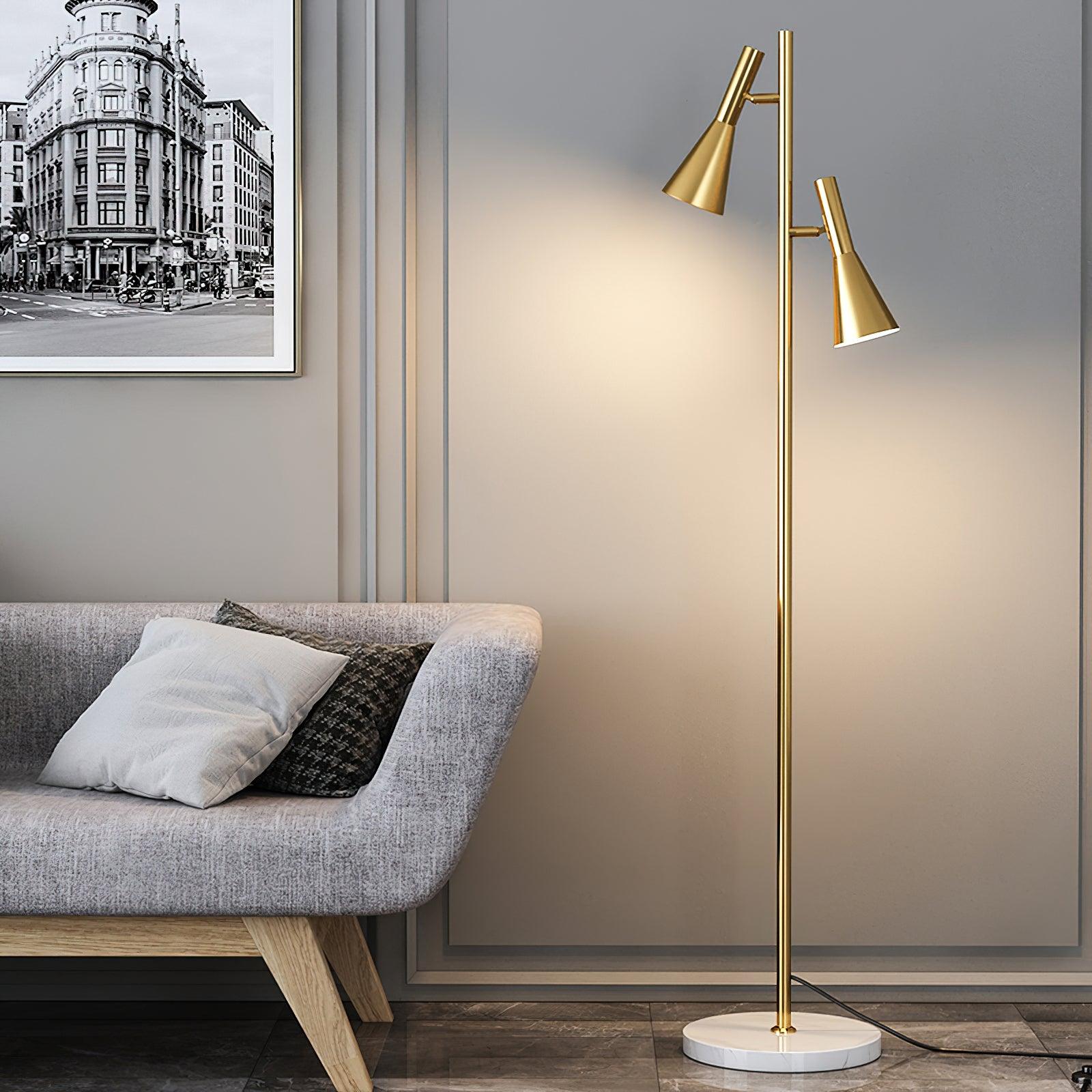 Modern Nordic Metal Floor Lamp with Marble Base and Adjustable Rotating Shade