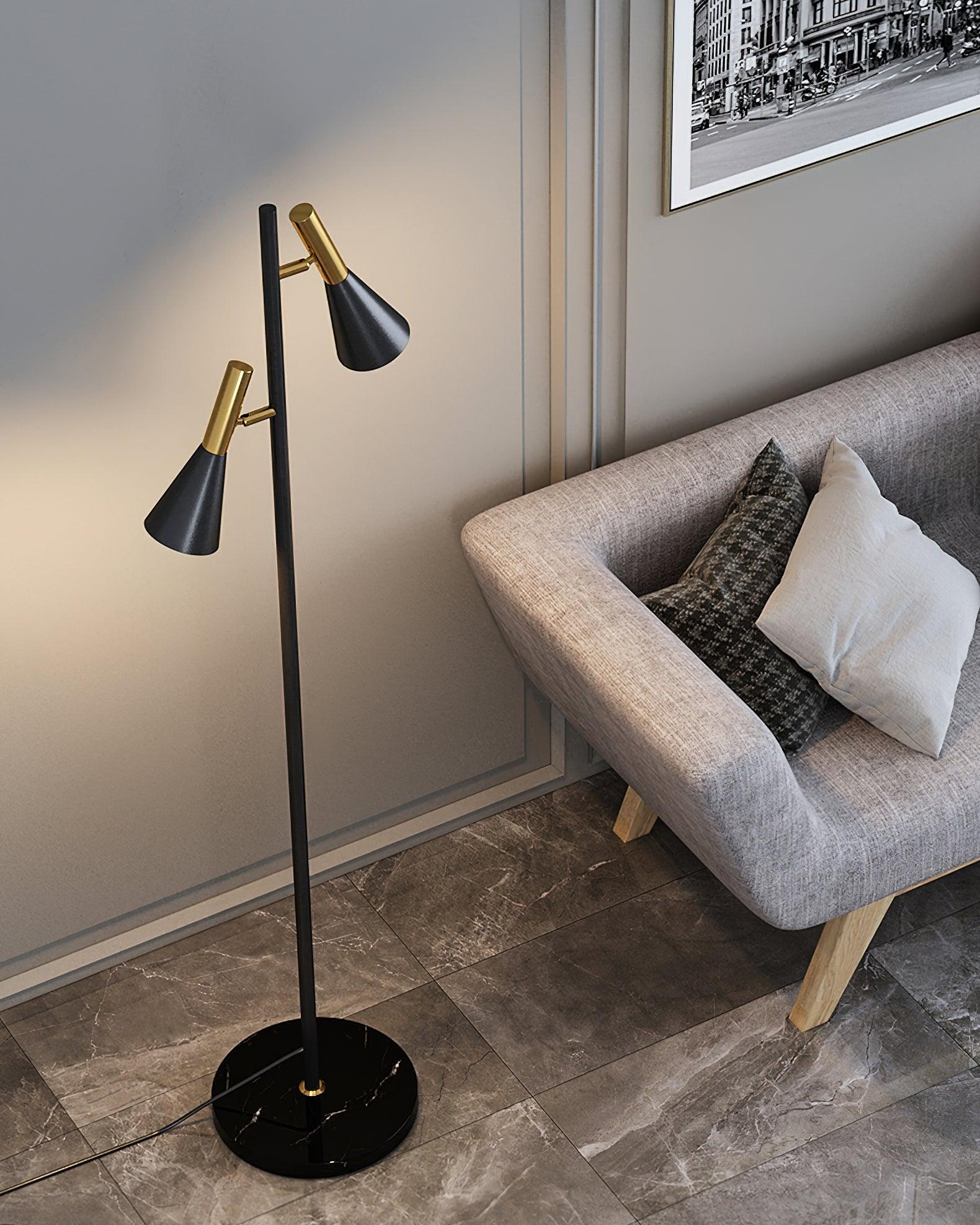 Modern Nordic Metal Floor Lamp with Marble Base and Adjustable Rotating Shade