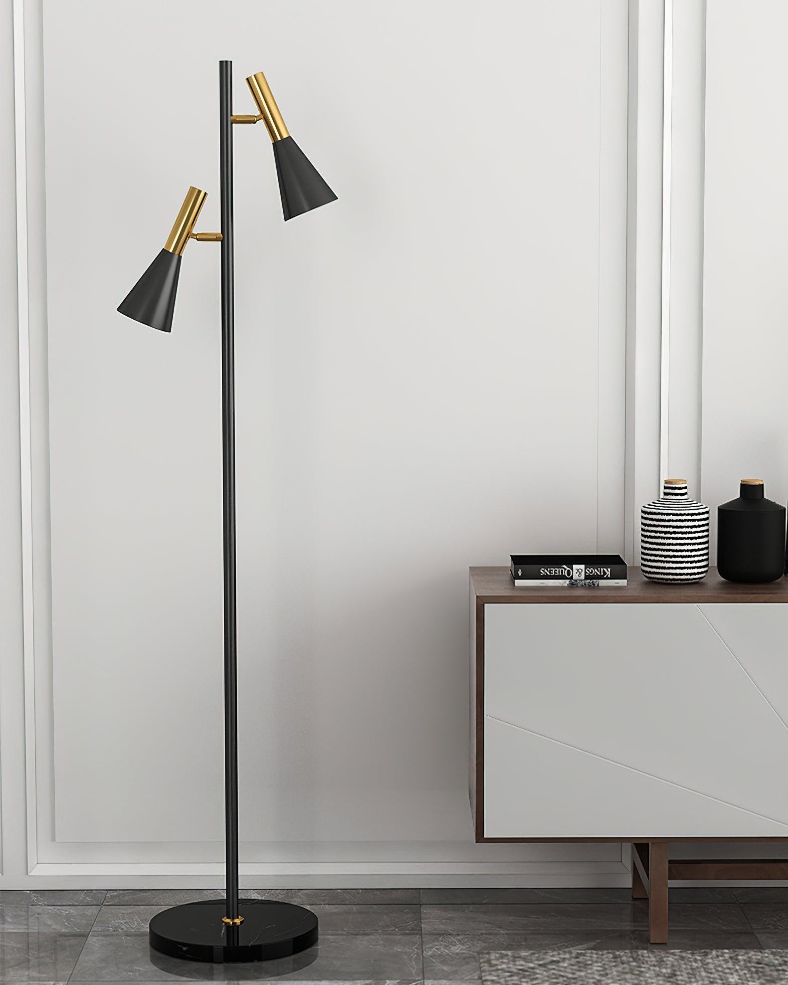 Modern Nordic Metal Floor Lamp with Marble Base and Adjustable Rotating Shade