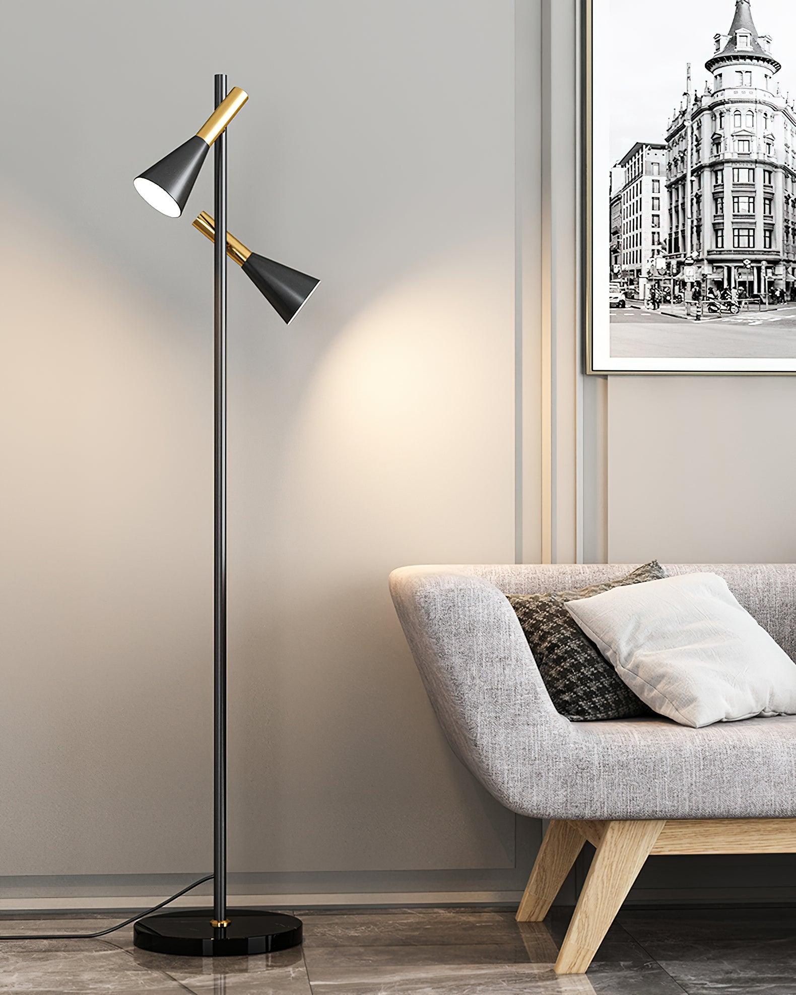 Modern Nordic Metal Floor Lamp with Marble Base and Adjustable Rotating Shade
