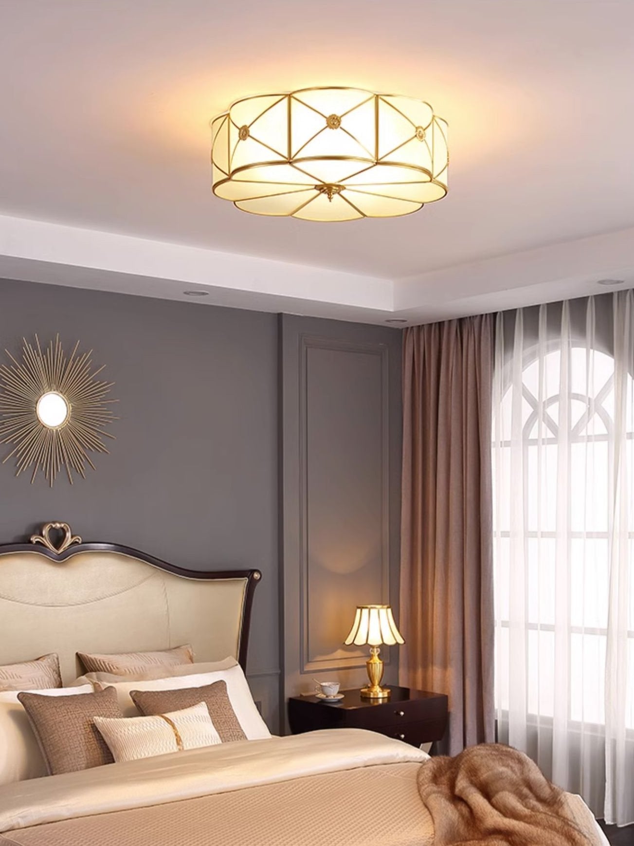 modern-brass-and-white-glass-round-flush-mount-ceiling-light-for-living-room