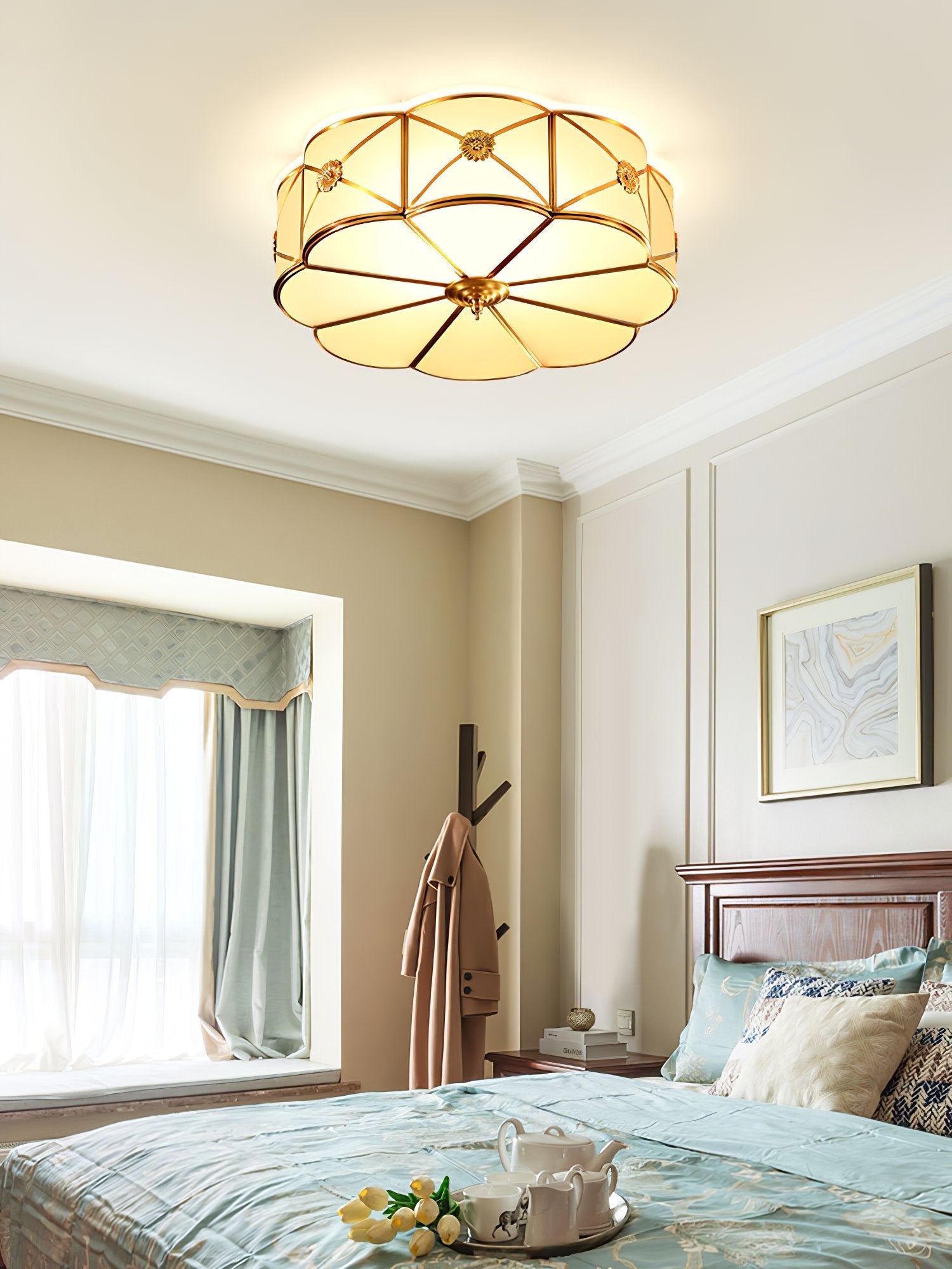 modern-brass-and-white-glass-round-flush-mount-ceiling-light-for-living-room