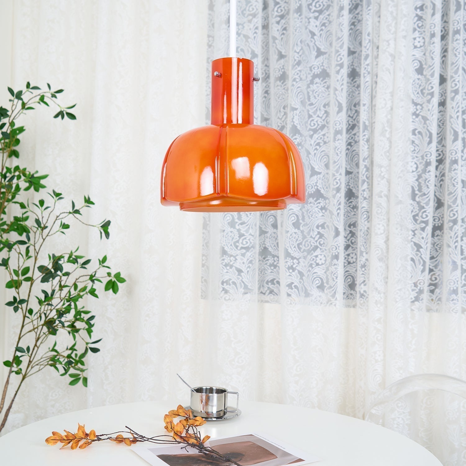 Modern Petal Glass Pendant Light Layered Floral Hanging Lamp for Living Room Dining Area