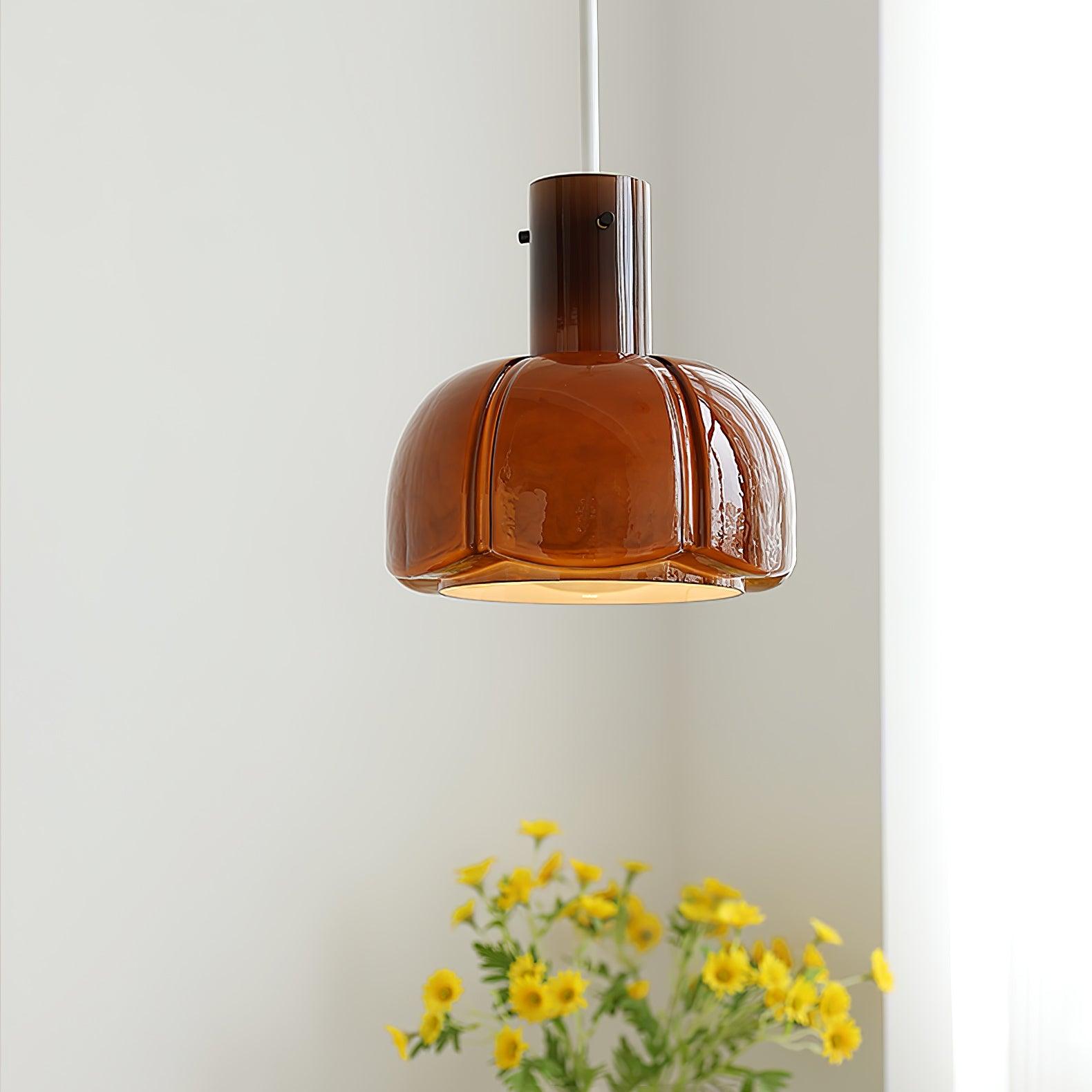 Modern Petal Glass Pendant Light Layered Floral Hanging Lamp for Living Room Dining Area