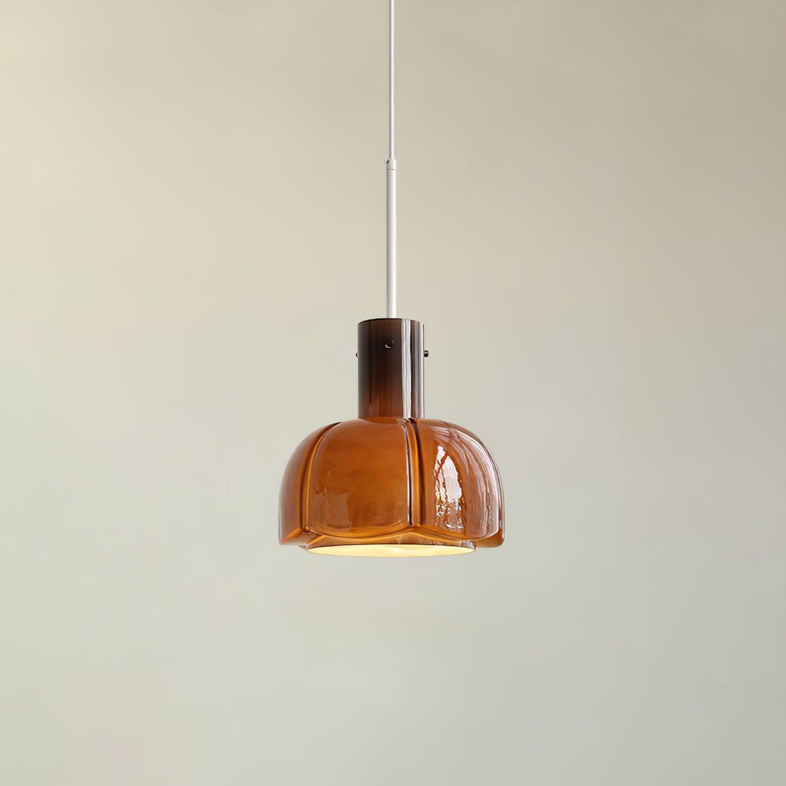 Modern Petal Glass Pendant Light Layered Floral Hanging Lamp for Living Room Dining Area