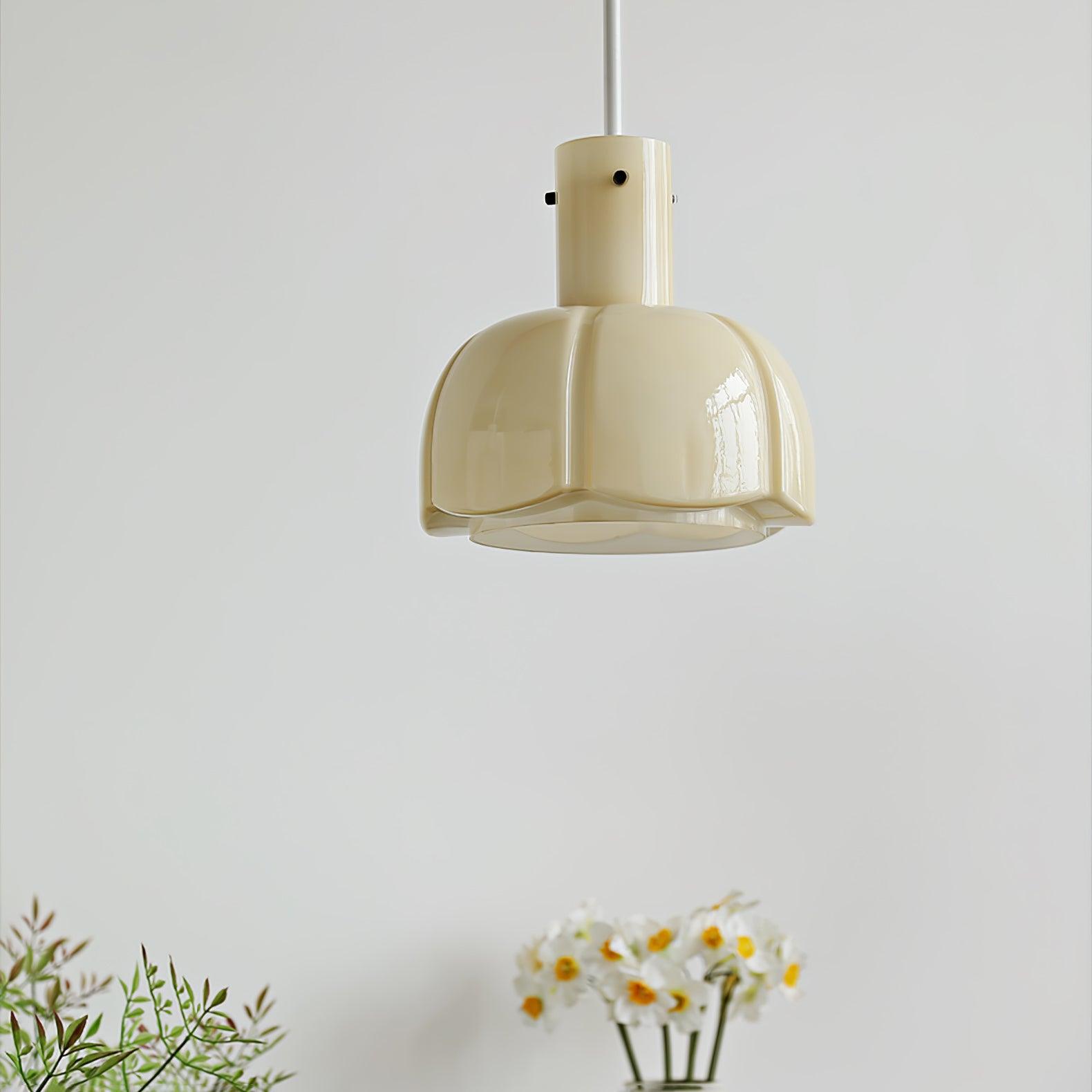 Modern Petal Glass Pendant Light Layered Floral Hanging Lamp for Living Room Dining Area