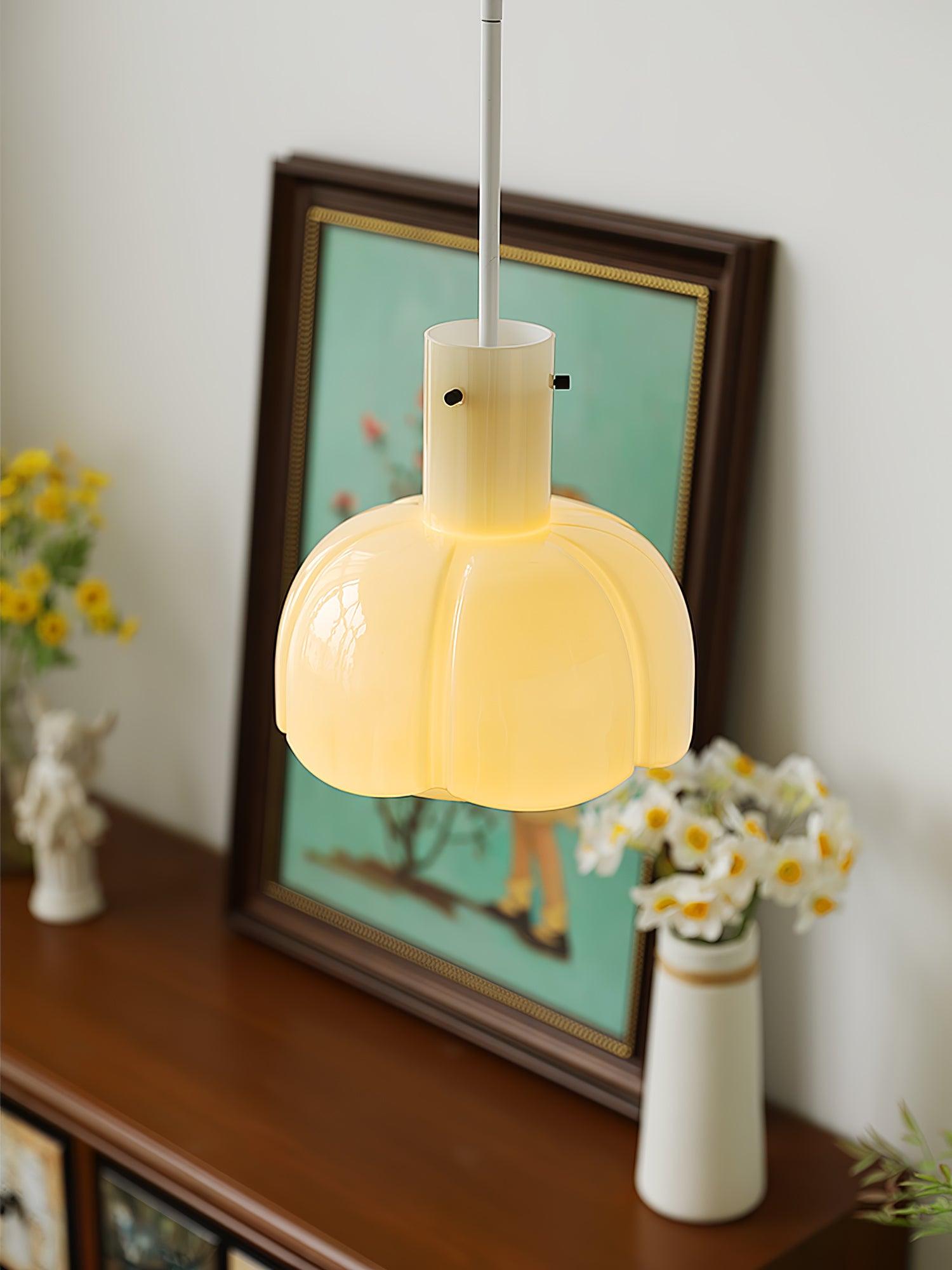 Modern Petal Glass Pendant Light Layered Floral Hanging Lamp for Living Room Dining Area