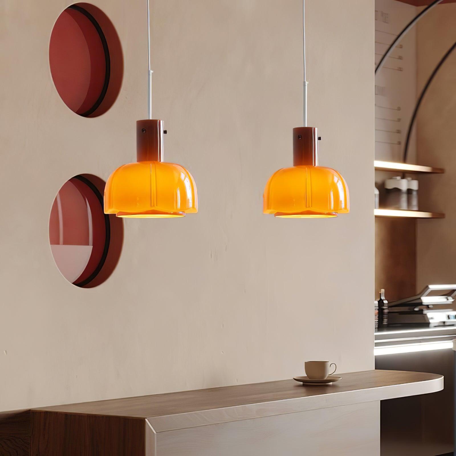 Modern Petal Glass Pendant Light Layered Floral Hanging Lamp for Living Room Dining Area