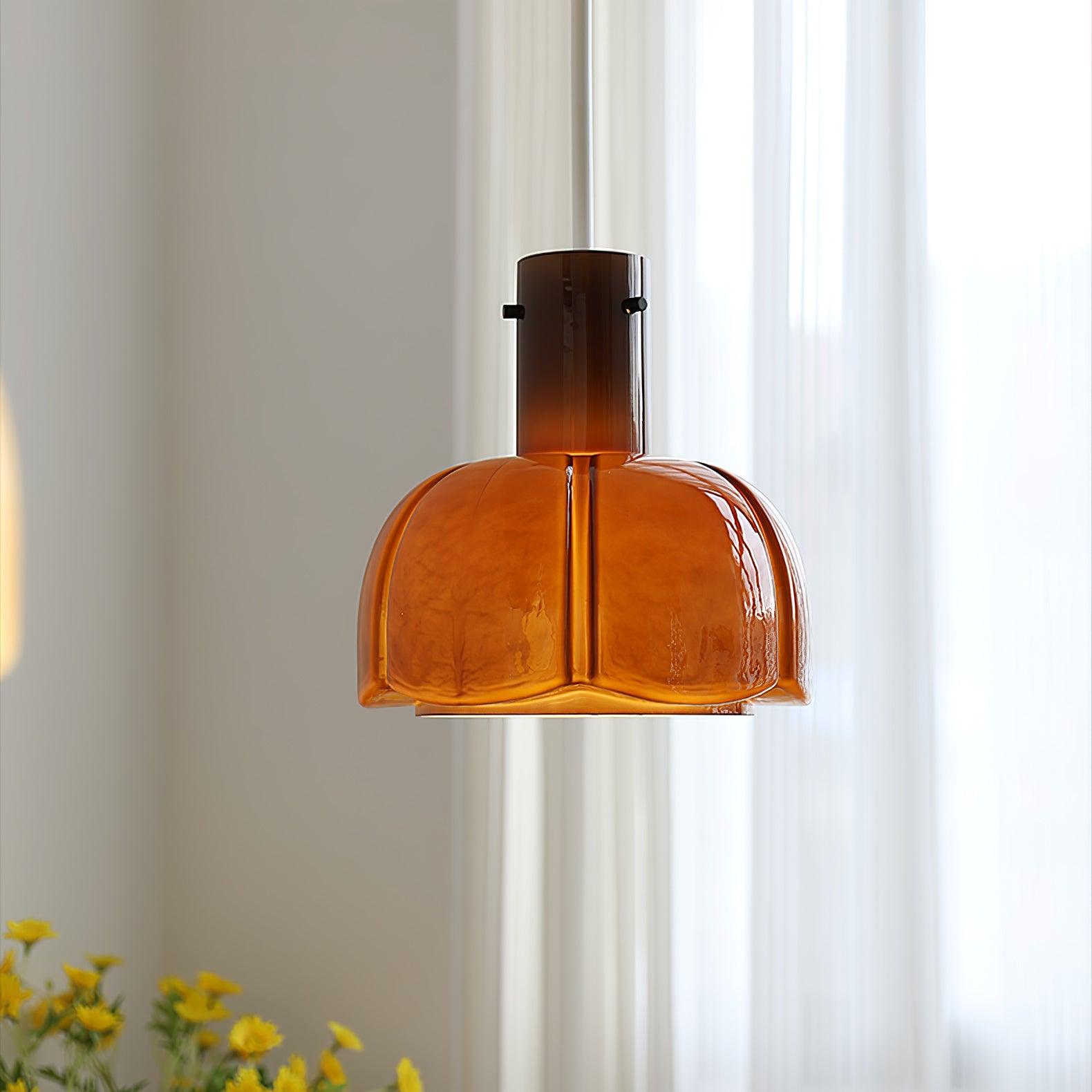 Modern Petal Glass Pendant Light Layered Floral Hanging Lamp for Living Room Dining Area