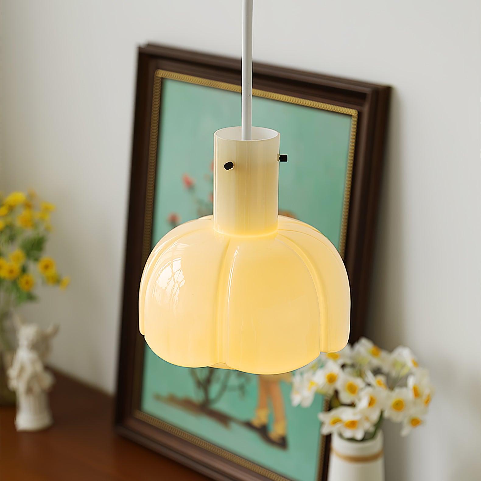 Modern Petal Glass Pendant Light Layered Floral Hanging Lamp for Living Room Dining Area
