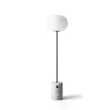 Modern Jwda Travertine Floor Lamp with Spherical Glass Globe and Yellow Stone Base