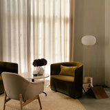 Modern Jwda Travertine Floor Lamp with Spherical Glass Globe and Yellow Stone Base