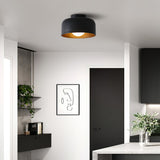 Modern Spherical Glass Globe Flush Mount Ceiling Light with Wood Grain Trim