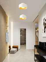 Modern Spherical Glass Globe Flush Mount Ceiling Light with Wood Grain Trim