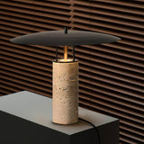 Modern Geometric Travertine LED Bedside Lamp with Adjustable Color Temperature