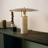 Modern Geometric Travertine LED Bedside Lamp with Adjustable Color Temperature