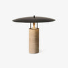 Modern Geometric Travertine LED Bedside Lamp with Adjustable Color Temperature