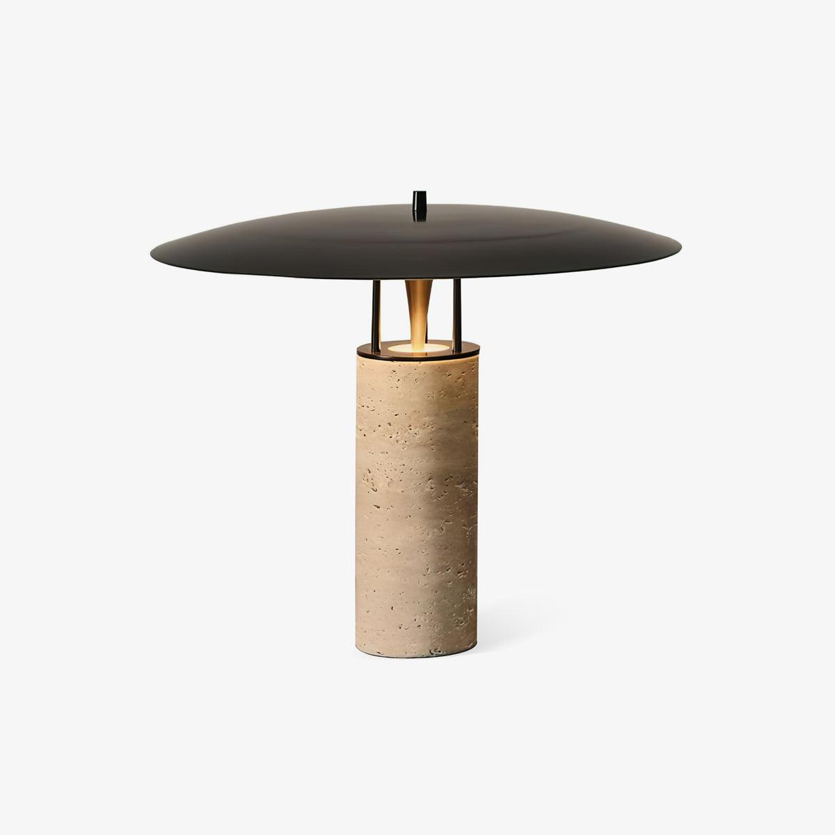 Modern Geometric Travertine LED Bedside Lamp with Adjustable Color Temperature