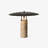 Modern Geometric Travertine LED Bedside Lamp with Adjustable Color Temperature