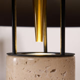 Modern Geometric Travertine LED Bedside Lamp with Adjustable Color Temperature