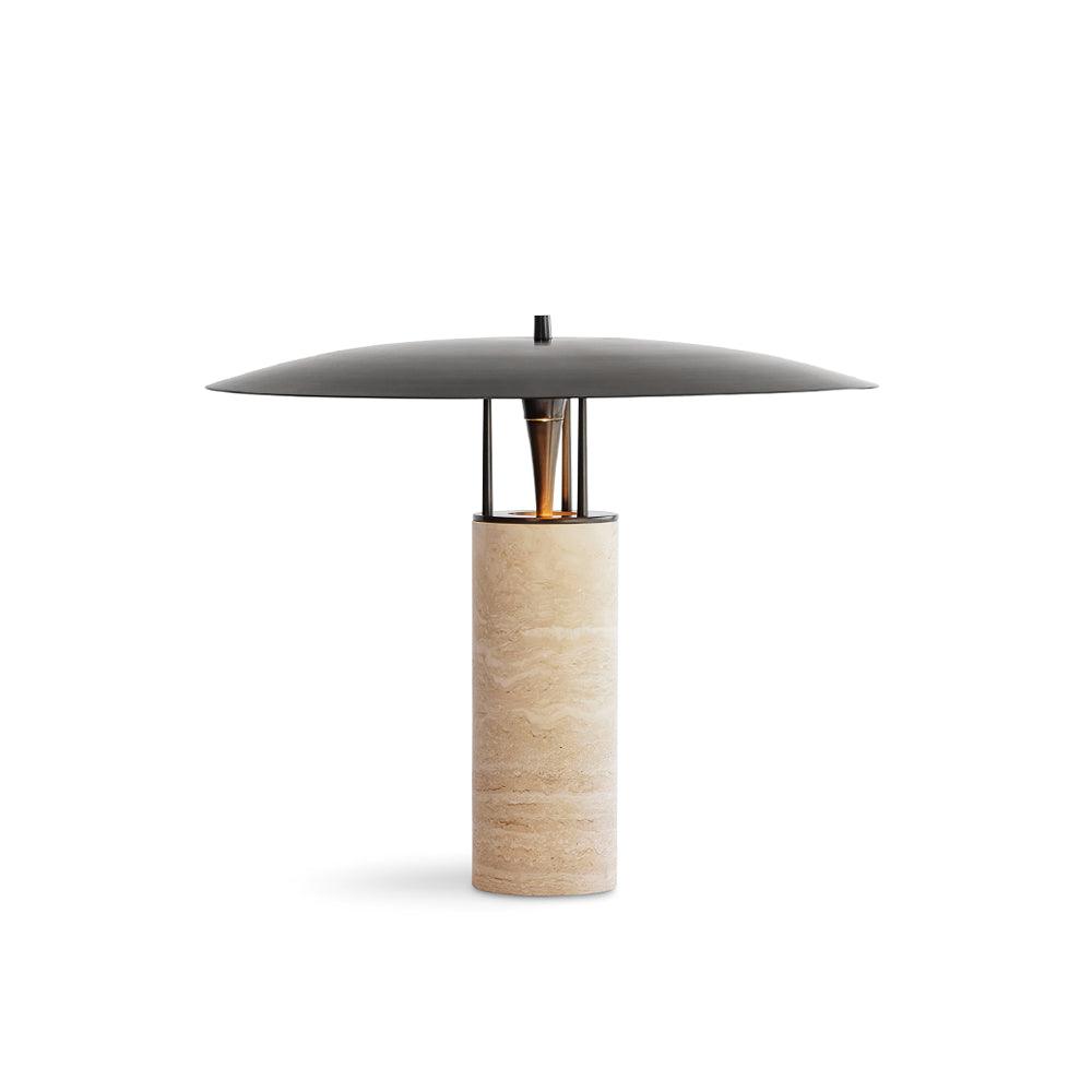 Modern Geometric Travertine LED Bedside Lamp with Adjustable Color Temperature