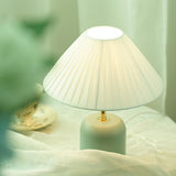 Handcrafted Etched Ceramic Table Lamp with Fabric Shade for Bedside and Living Room Decor