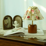 Handcrafted Etched Ceramic Table Lamp with Fabric Shade for Bedside and Living Room Decor