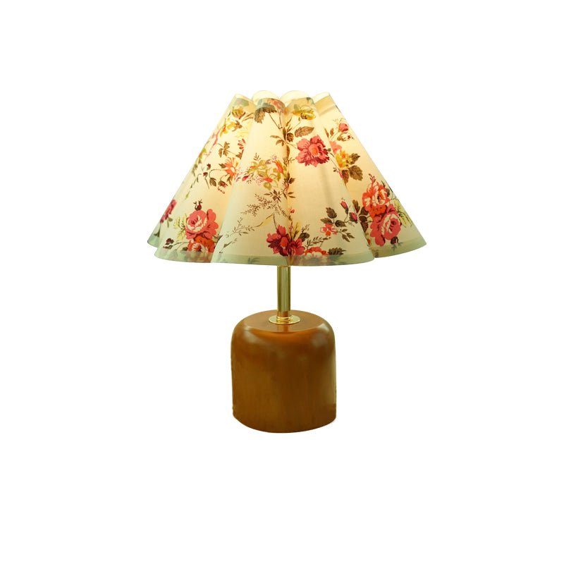 Handcrafted Etched Ceramic Table Lamp with Fabric Shade for Bedside and Living Room Decor