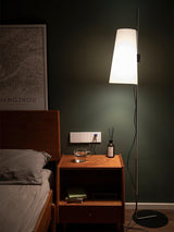 Modern Adjustable Height Floor Lamp with White Rice Paper Shade and Chrome Finish
