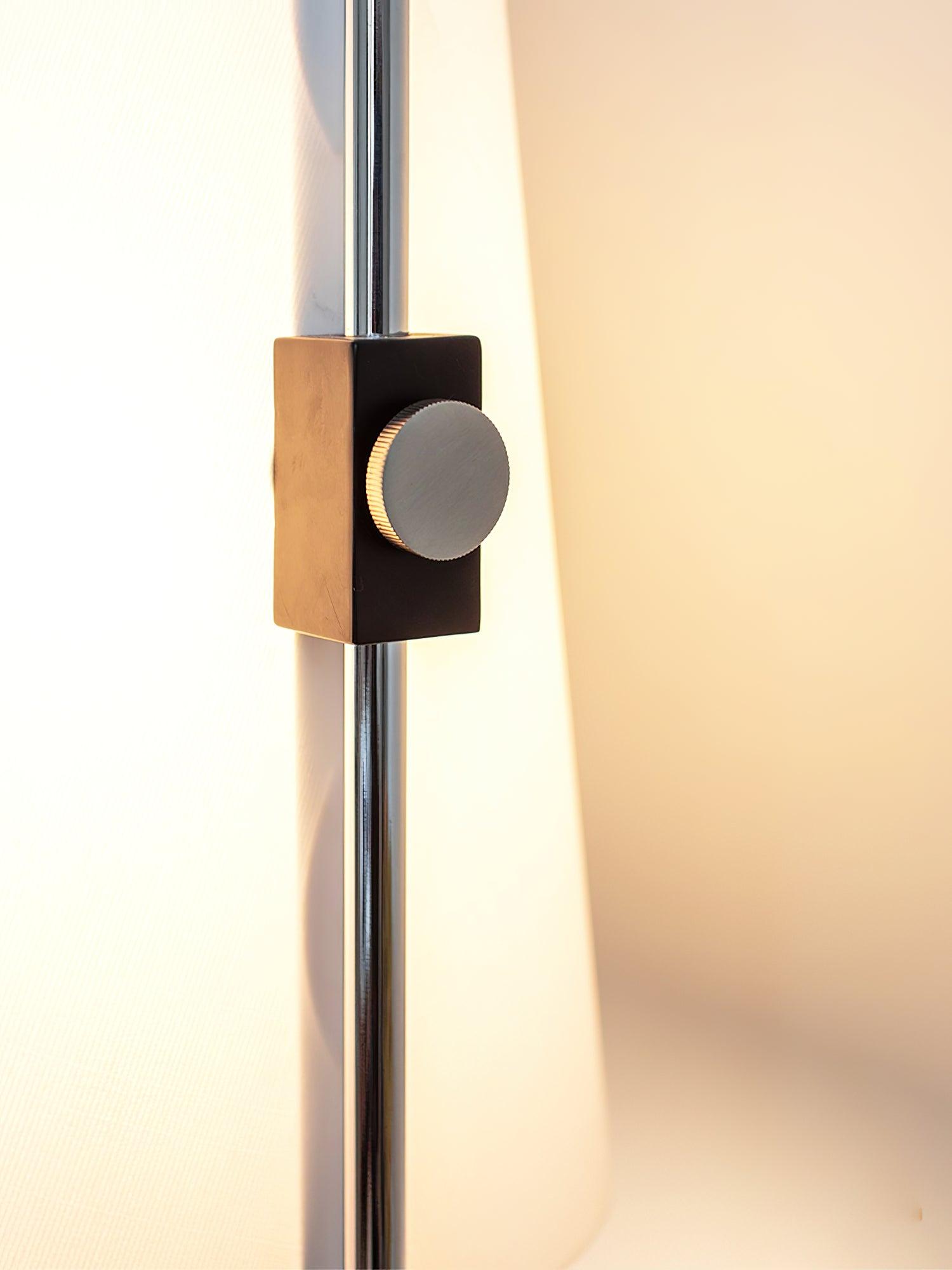 Modern Adjustable Height Floor Lamp with White Rice Paper Shade and Chrome Finish