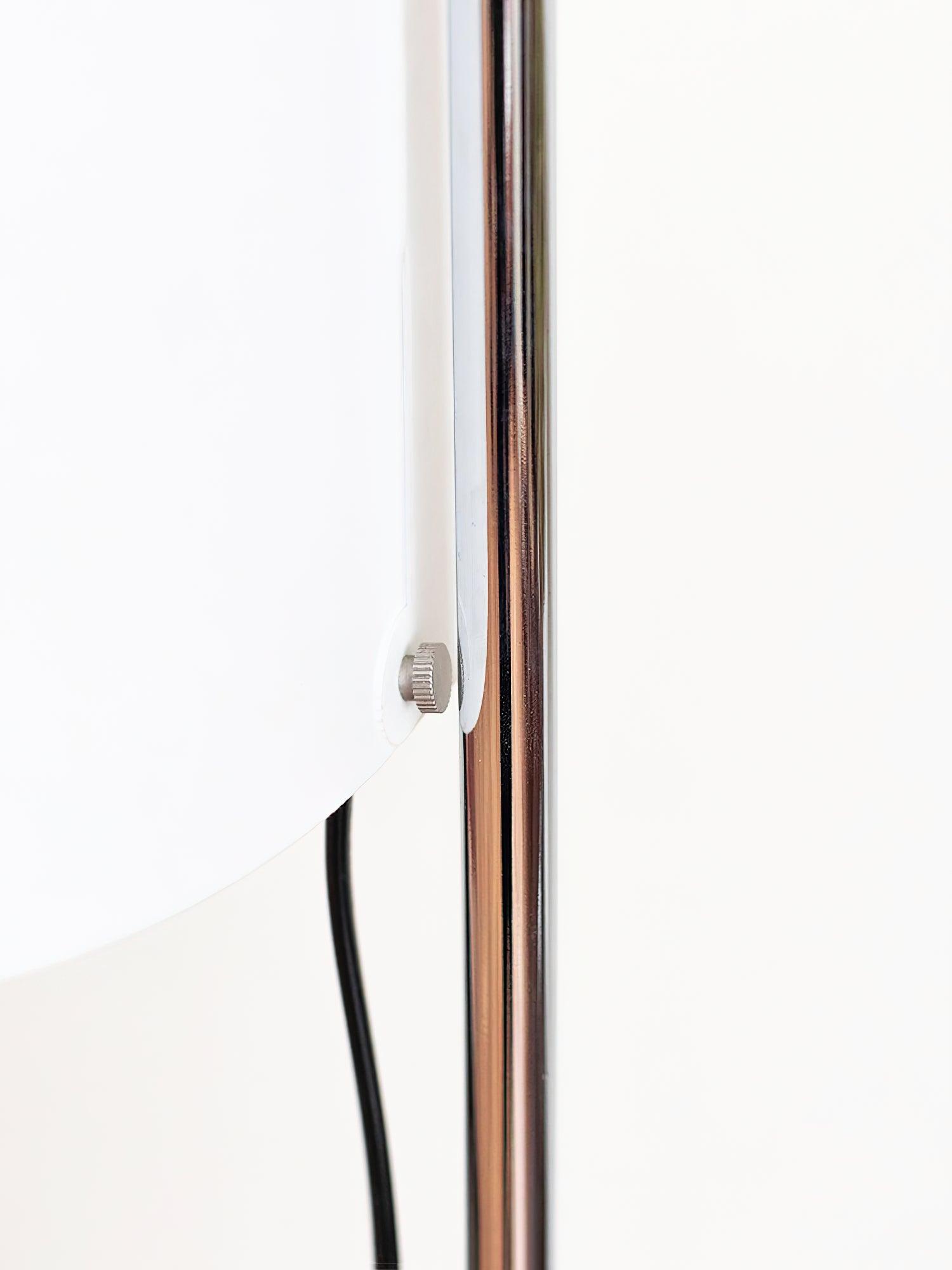 Modern Adjustable Height Floor Lamp with White Rice Paper Shade and Chrome Finish