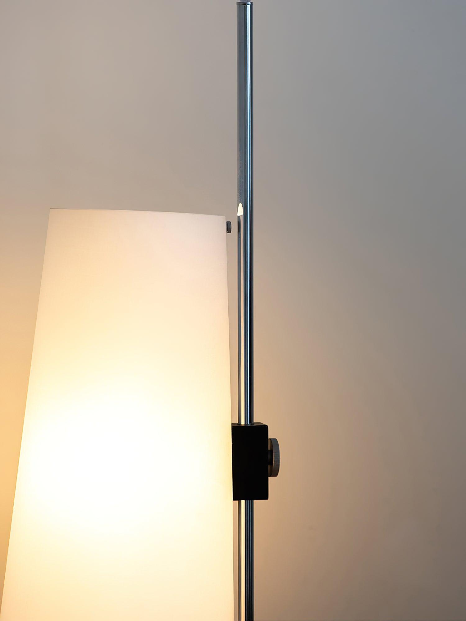 Modern Adjustable Height Floor Lamp with White Rice Paper Shade and Chrome Finish