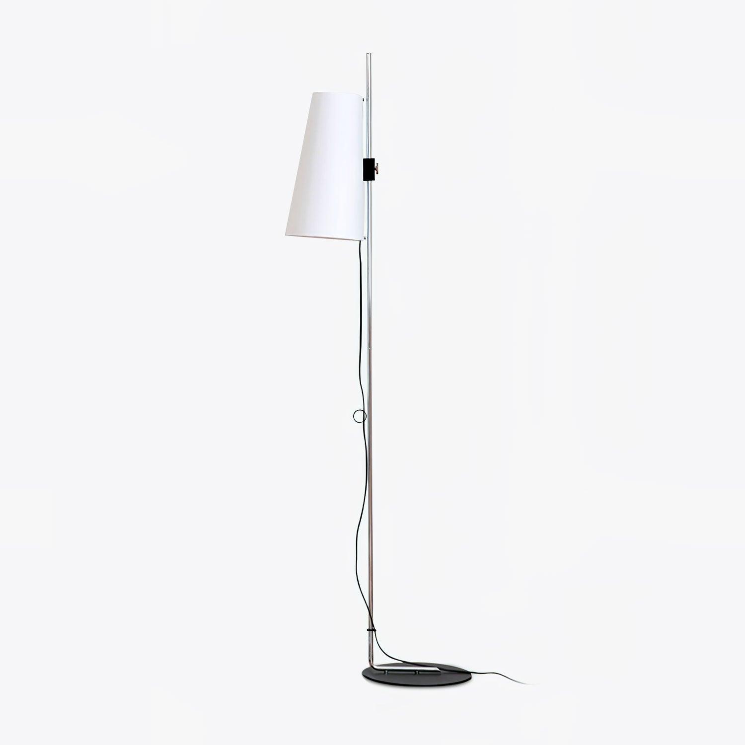 Modern Adjustable Height Floor Lamp with White Rice Paper Shade and Chrome Finish