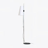 Modern Adjustable Height Floor Lamp with White Rice Paper Shade and Chrome Finish