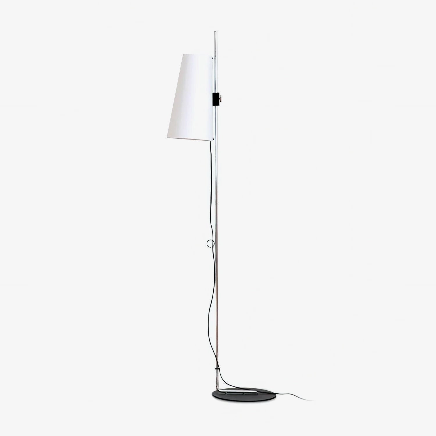 Modern Adjustable Height Floor Lamp with White Rice Paper Shade and Chrome Finish