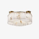 Luxury Alabaster and Brass Flush Mount Ceiling Light for Modern Interiors